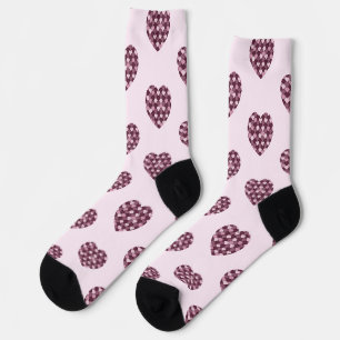 Cherry Pink Square and Diamond heart Socks