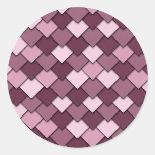 Cherry Pink Square and Diamond Pattern Classic Round Sticker
