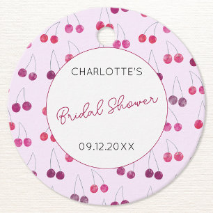 Cherry Pink Watercolor Bridal Shower Personalized Favour Tags