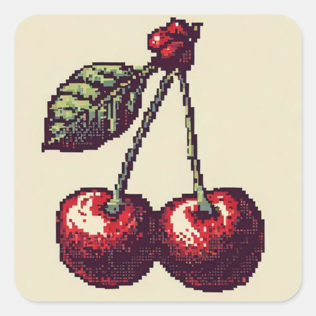 Cherry Pixels Square Sticker (Front)