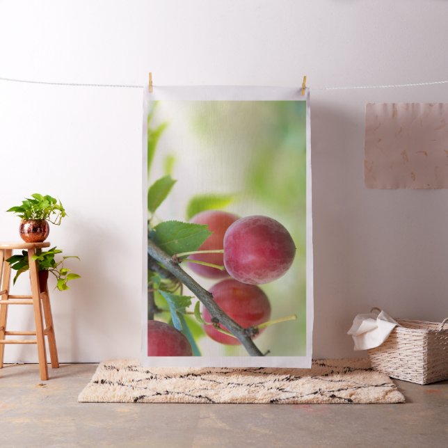 Cherry plum on branch fabric (In Situ)
