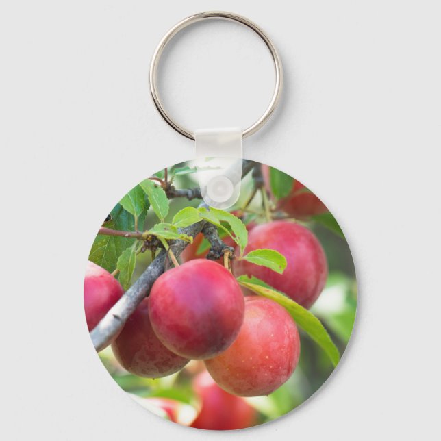 Cherry plum on branch keychain (Front)