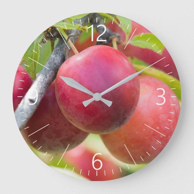 Cherry plum on branch large clock (Front)