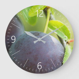 Cherry plum on branch large clock