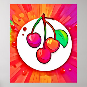 Cherry Pop Art Burst Poster