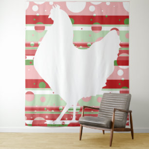 Cherry Pop Art Chicken Tapestry