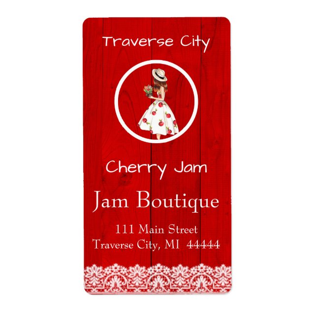 Cherry Preserves Canning Label (Front)