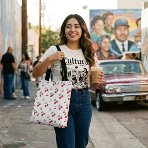 Cherry print shopping Book Tote Bag