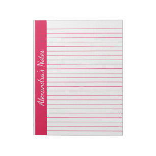 Cherry Red 8.5x11 Letter Size Left Vertical Name Notepad