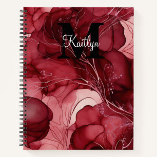 Cherry Red Alcohol Ink Personalized Notebook