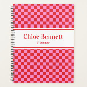 Cherry Red and Pink Checkerboard Planner