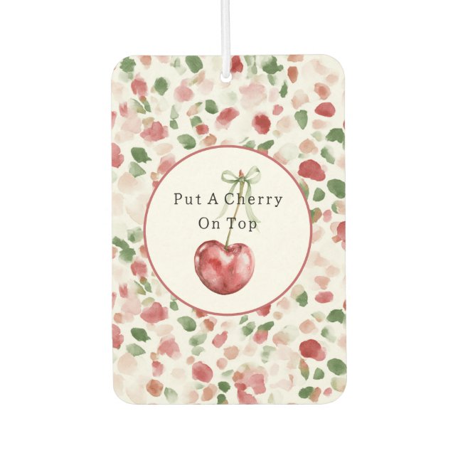 Cherry Red Apple Green Petals Air Freshener (Front)