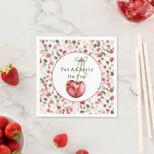 Cherry Red Apple Green Petals Napkin