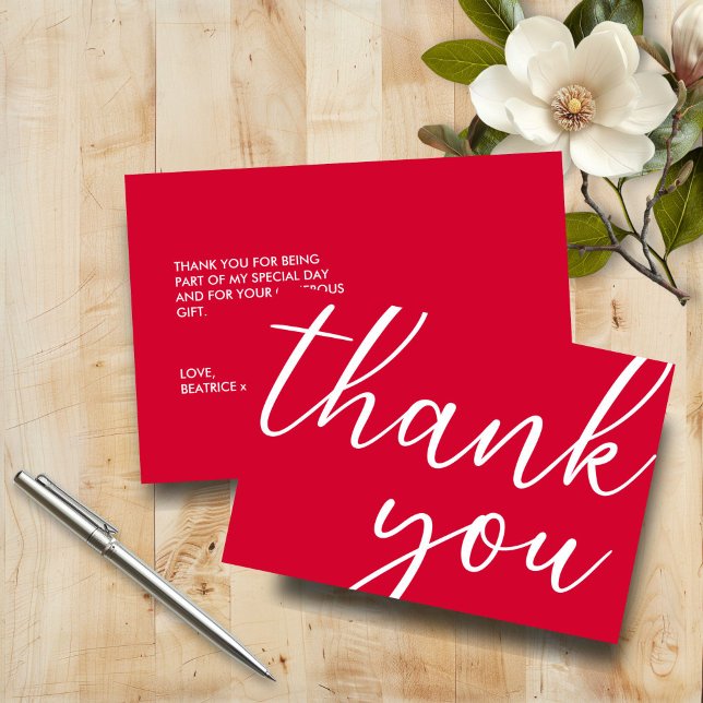 Cherry Red Birthday Modern Script Thank You (Creator Uploaded)