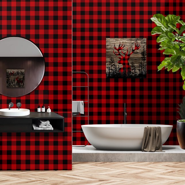 Cherry Red Black 3 Inch Lumberjack Buffalo Plaid Wallpaper (Creator Uploaded)