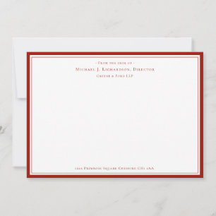 Cherry Red Business Monogram From The Desk of   No Card