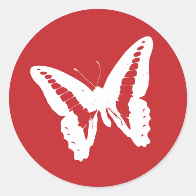 Cherry Red Butterfly Envelope Sticker Seal (Front)