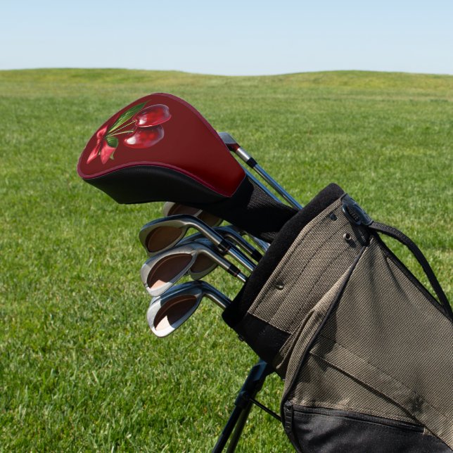 Cherry Red-Cherries with a Bow Golf Head Cover (In Situ)