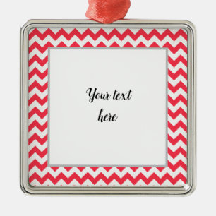 Cherry Red Chevron Zigzag Metal Ornament