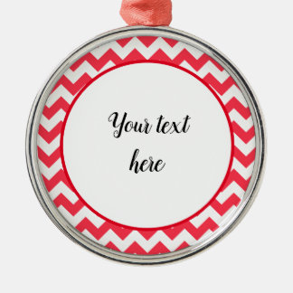 Cherry Red Chevron Zigzag Metal Ornament