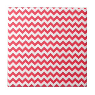 Cherry Red Chevron Zigzag Tile