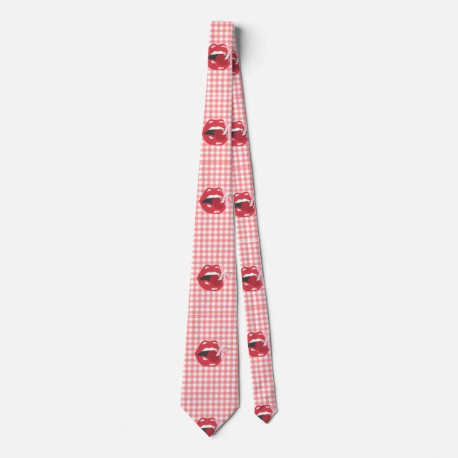 Cherry Red Coquette Hot Lips Tie (Front)