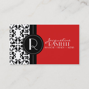 Cherry Red Estate Damask Mommy Calling Card /