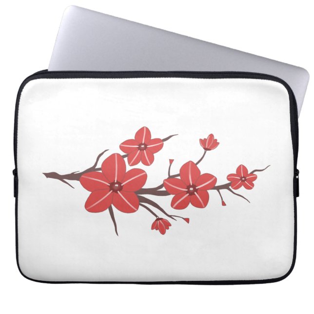 Cherry red flowers pattern ! laptop sleeve (Front)