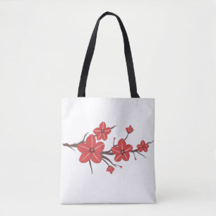 Cherry red flowers pattern ! tote bag