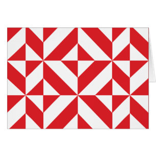 Cherry Red Geometric Deco Cube Pattern