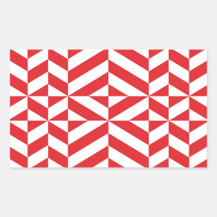 Cherry Red Geometric Deco Cube Pattern Sticker