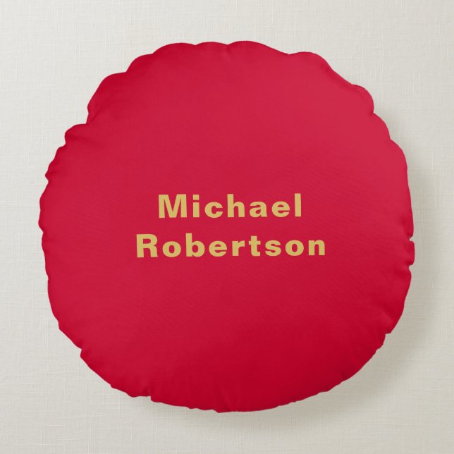 Cherry Red Gold Colours Professional Trendy Modern Round Pillow (Front)