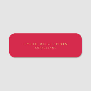 Cherry Red & Gold Colours Professional Trendy Plai Name Tag