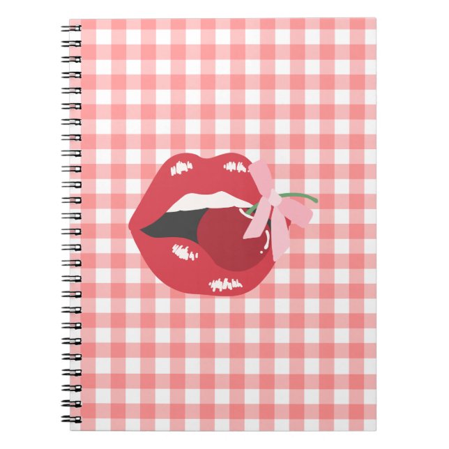 Cherry Red Lips Coquette Notebook (Front)