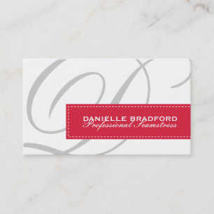Cherry Red Monogram Business Cards