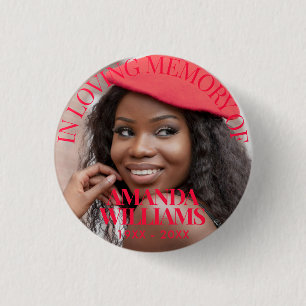 Cherry Red   Personalized Photo Memorial 1 Inch Round Button