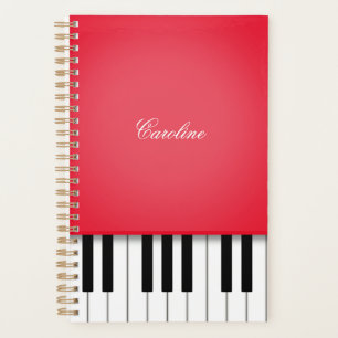 Cherry Red Piano Keyboard Personalized Music Planner