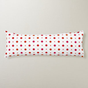 Cherry Red Polka dots on white Body Pillow