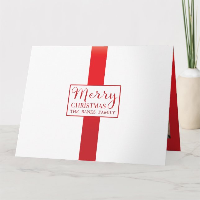 Cherry Red Ribbon Christmas Card (Front)
