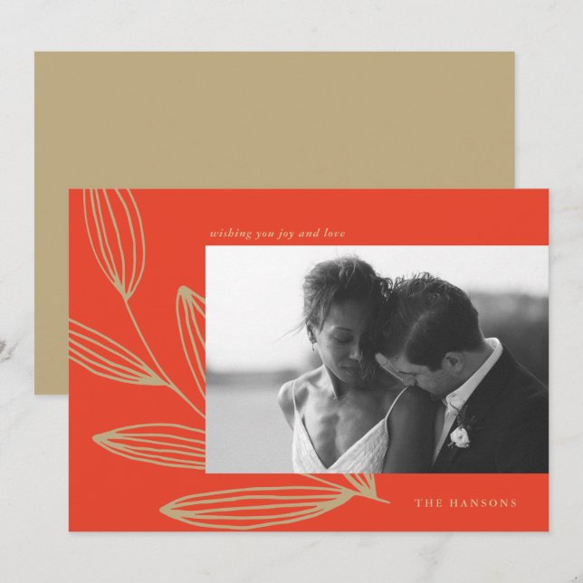 Cherry Red Sprout Photo Holiday Card (Front/Back)