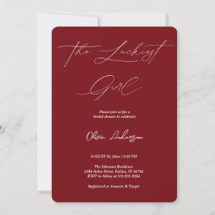 Cherry Red The Luckiest Girl Bridal Shower Invitation