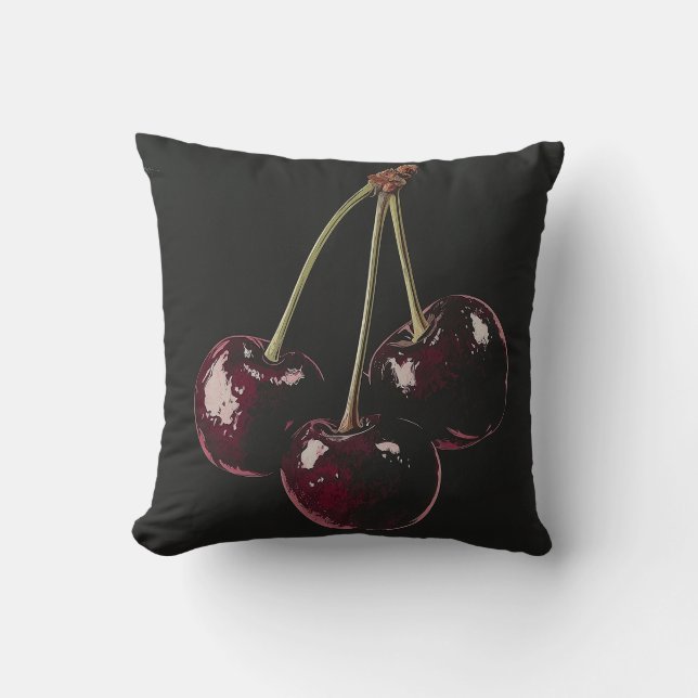 Cherry Red  Throw Pillow (Front)
