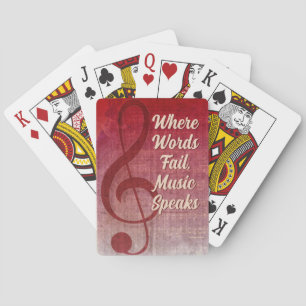 Cherry Red Urban Grunge Clef Symbol Music Theme Playing Cards