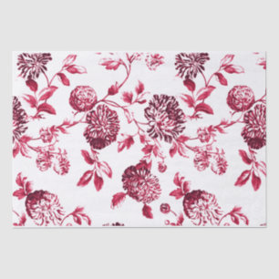 Cherry Red Vintage Floral Toile No.2 Tissue Paper