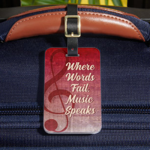 Cherry Red Vintage Grunge Clef Symbol Music Theme Luggage Tag