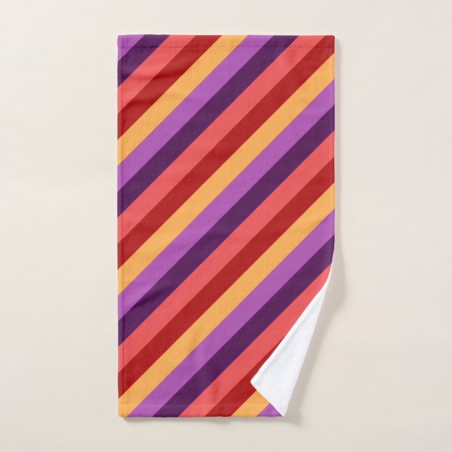 Cherry Red Violet Stripes Hand Towel (Hand Towel)