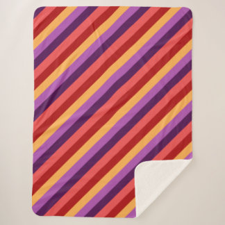 Cherry Red Violet Stripes Large Sherpa Blanket