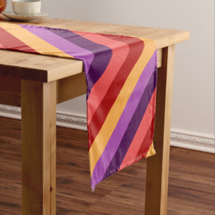 Cherry Red Violet Stripes Large Table Runner