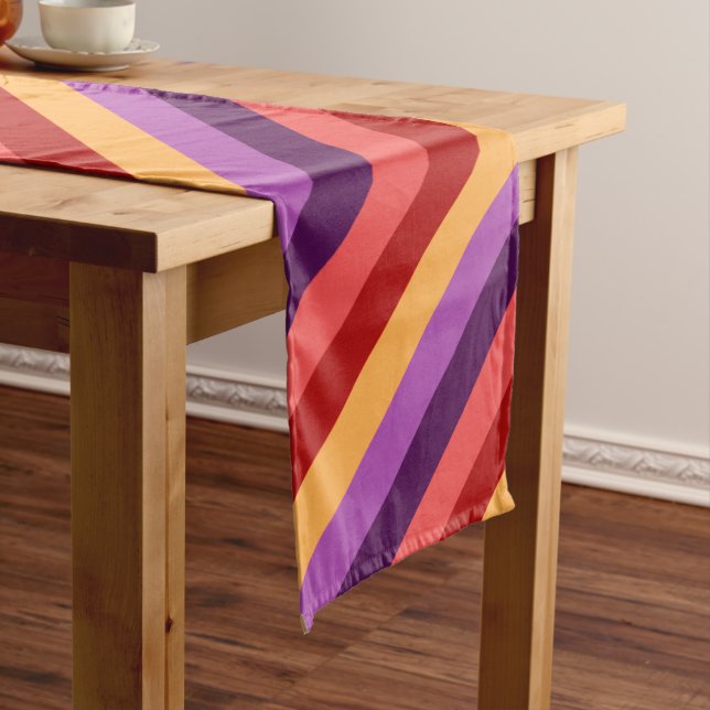 Cherry Red Violet Stripes Large Table Runner (In Situ)