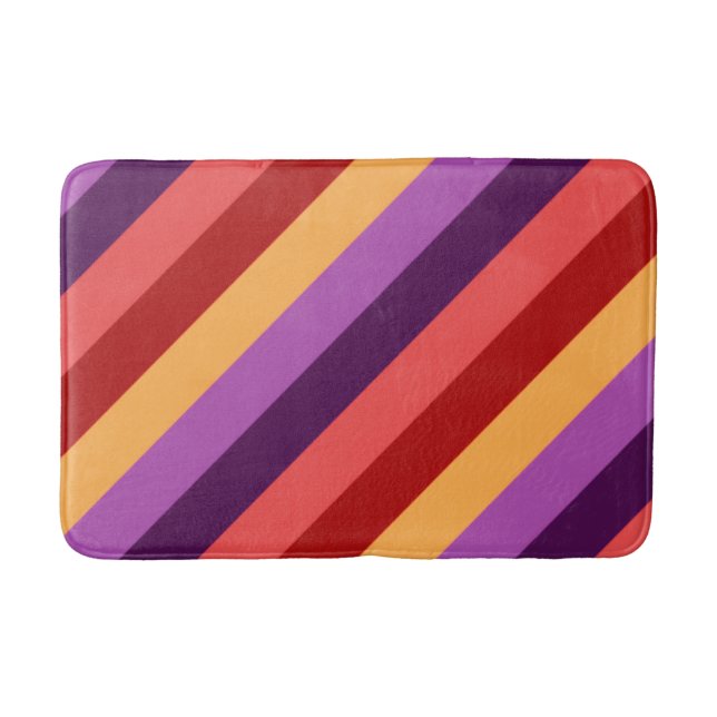 Cherry Red Violet Stripes Medium Bath Mat (Front)